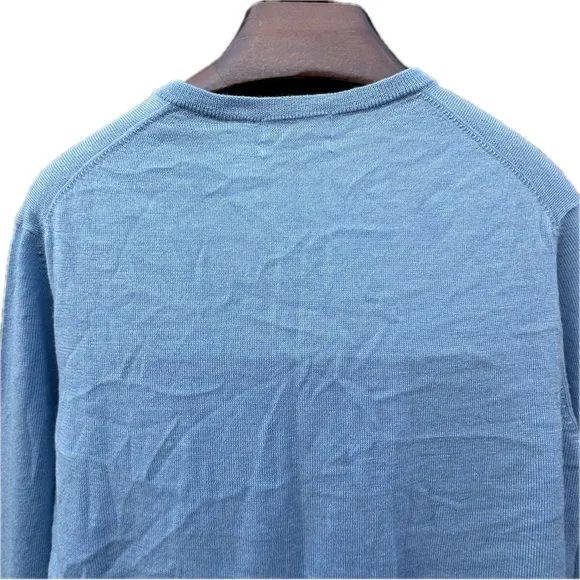Calvin Klein Extra-Fine Merino Wool Sweater Baby Blue V-Neck NWT European Yarn L - Picture 7 of 15